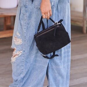NWOT Free People Cody Suede Black Handbag with Silver Accents